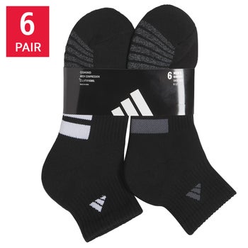 adidas men's black quarter socks 6-pair pack