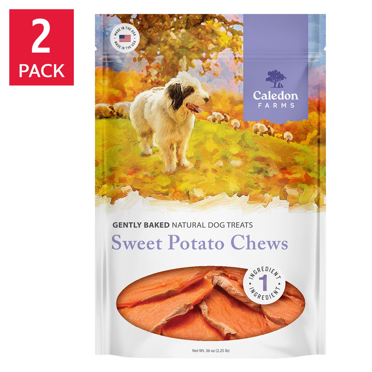 Caledon Farms sweet potato chews for dogs 2-pack