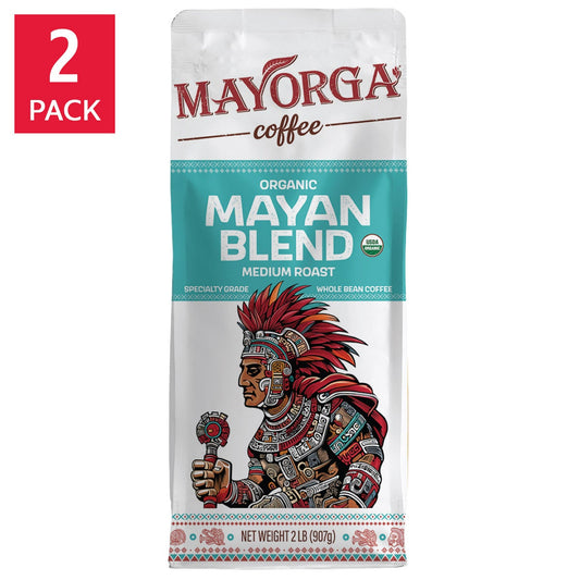 Mayorga Organics Mayan Blend medium roast whole bean coffee 2 pack