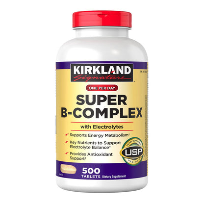Kirkland Signature Super B-Complex with Electrolytes tablets bottle