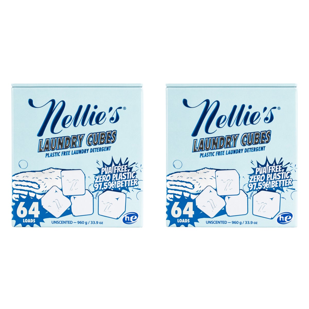 Nellie's unscented laundry detergent cubes package